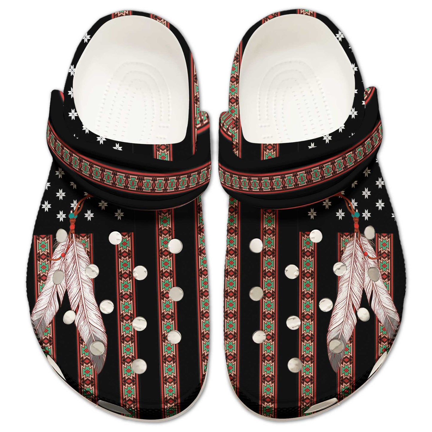 Clogs – Ethnic Stripes & Feather Pattern – Great Gift Idea