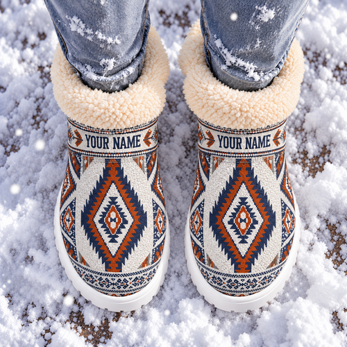 Snow Boots - Personalized Native American Aztec Geometric Tribal Pattern Southwestern Boho Cozy