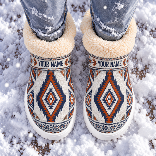 Snow Boots - Personalized Native American Aztec Geometric Tribal Pattern Southwestern Boho Cozy