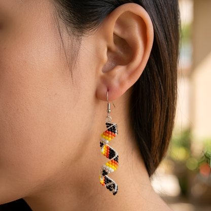 Sacred Spiral Handmade Beaded Drop Black Earrings