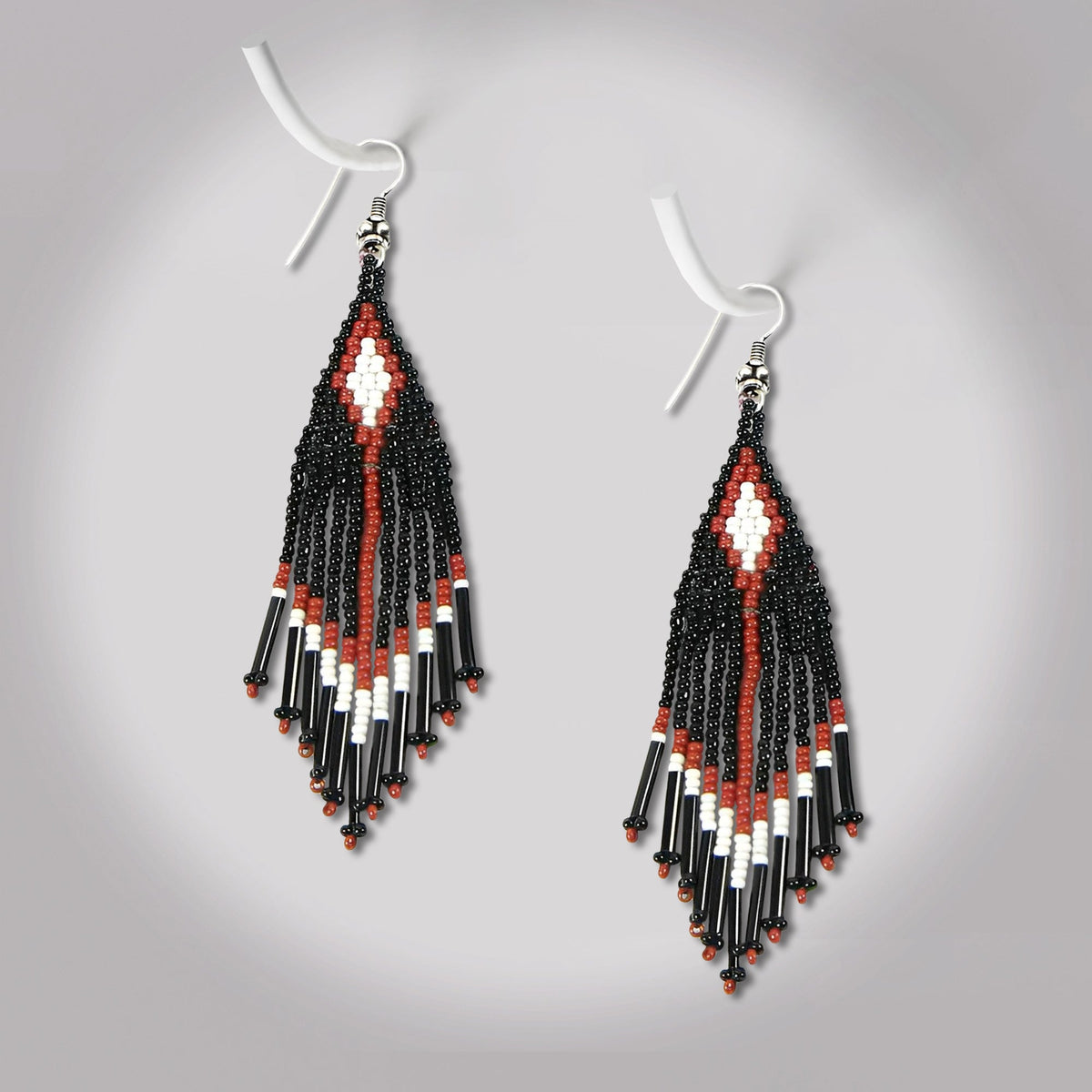 Black Seed Bead Pattern Beaded Handmade Earrings For Women