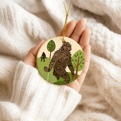 Bigfoot Ceramic Ornament – Sasquatch Forest Christmas Tree Decoration