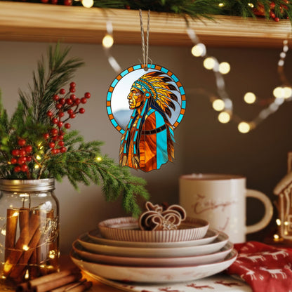 Native American Chief - Tribal Leader Faux Holiday Decor Flat Acrylic
