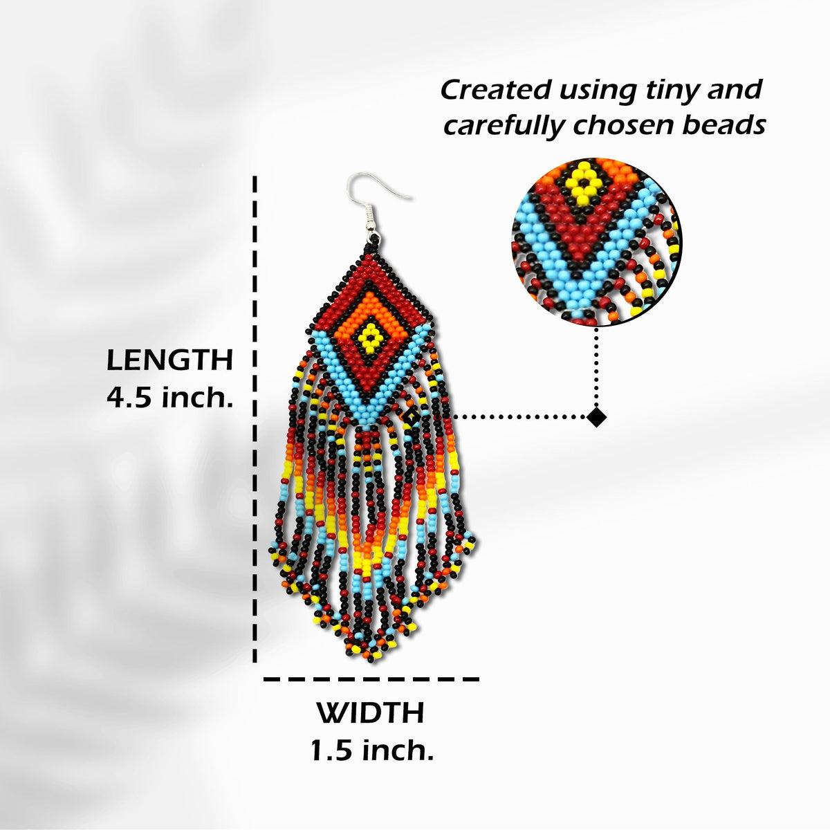 Native Style Multi-Color Long Beaded Handmade Earrings For Women