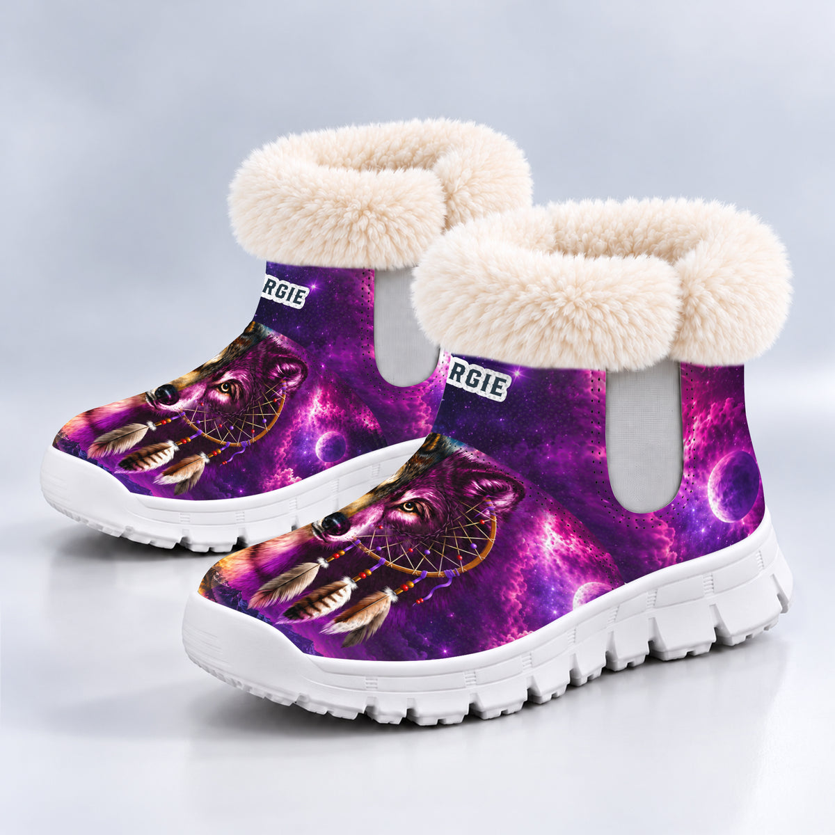 Personalized Snow Boots - Purple Blue Native Style Footwear, Unique Gift for Loved One