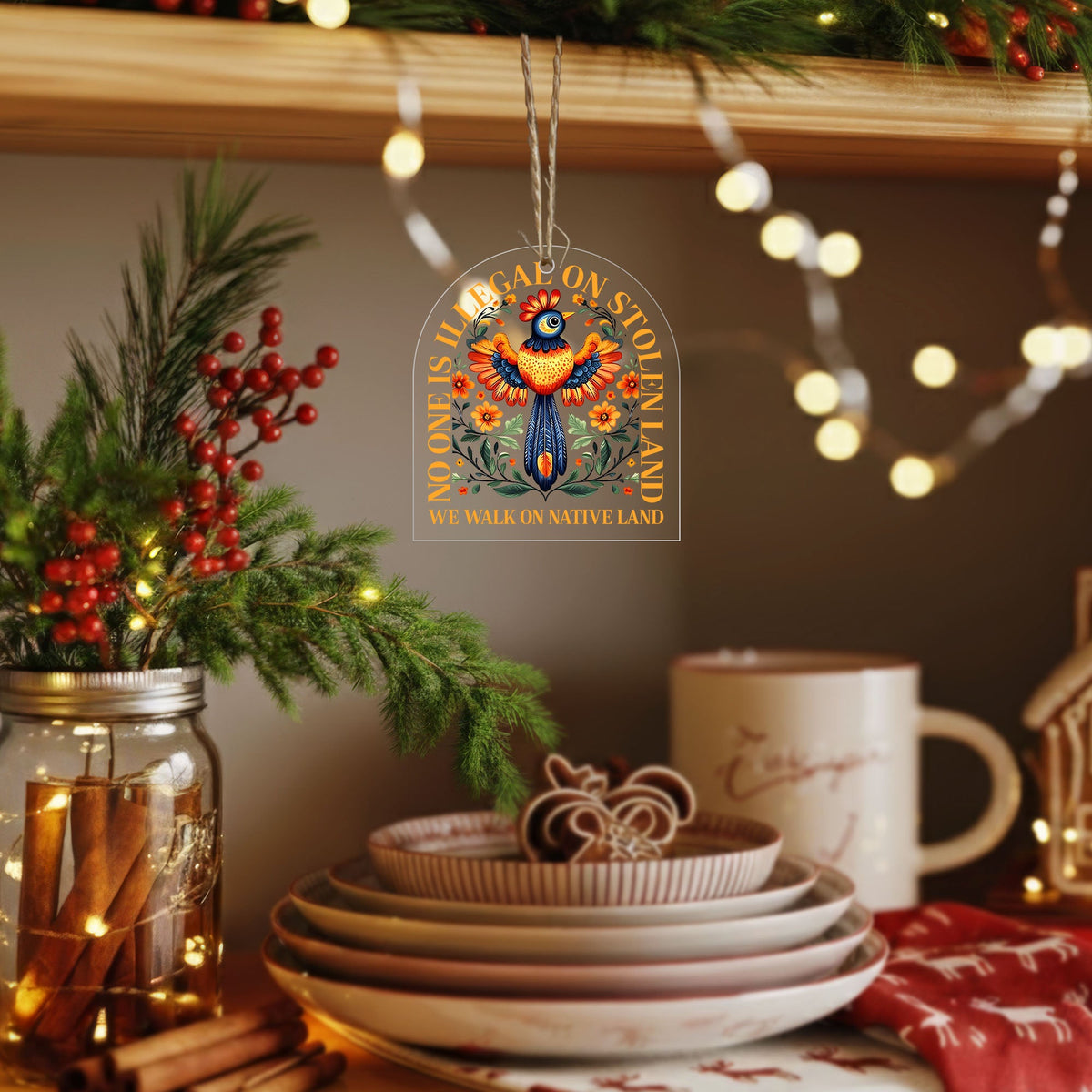 No One Is Illegal On Stolen Land - Native Land Bird Decor Flat Acrylic