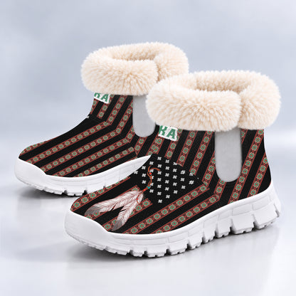 Personalized Snow Boots - Ethnic Stripes & Feather Pattern Great Gift Idea