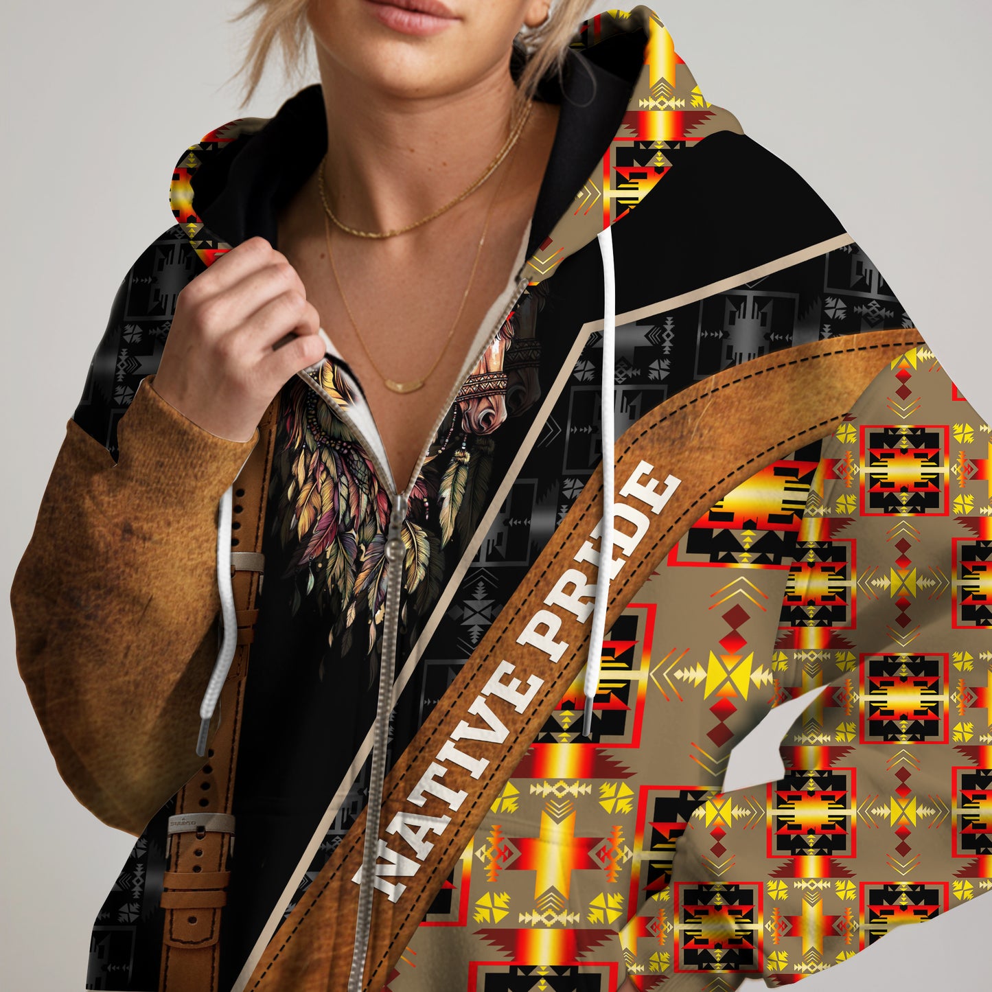 Native Pride Horse Hoodie – Western Tribal Spirit Streetwear