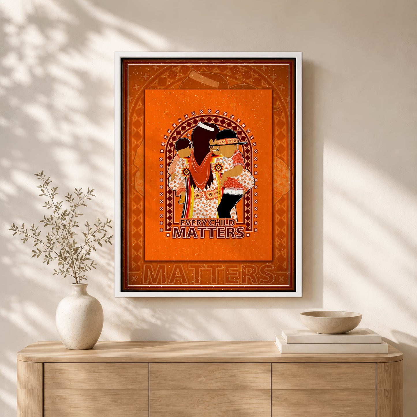 Native American Mother & Children Canvas - Every Child Matters Artwork