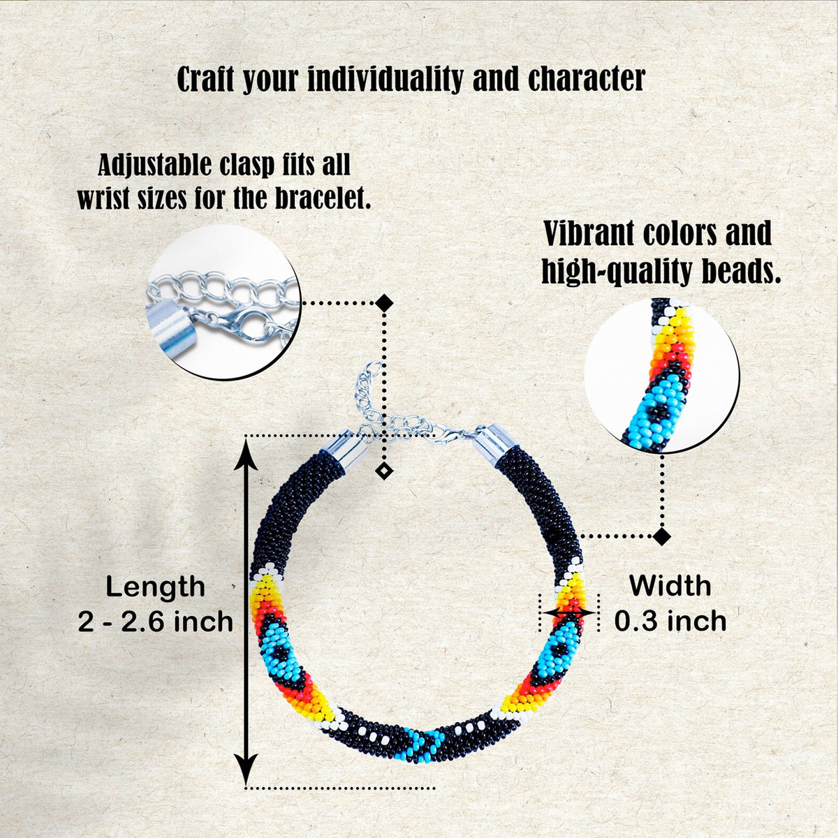 Women's Handmade Black Dusk Beaded Bracelet