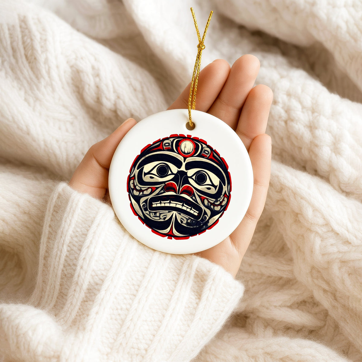 Native Bigfoot Ceramic Ornament - Handcrafted Indigenous Art - Unique Holiday Decor