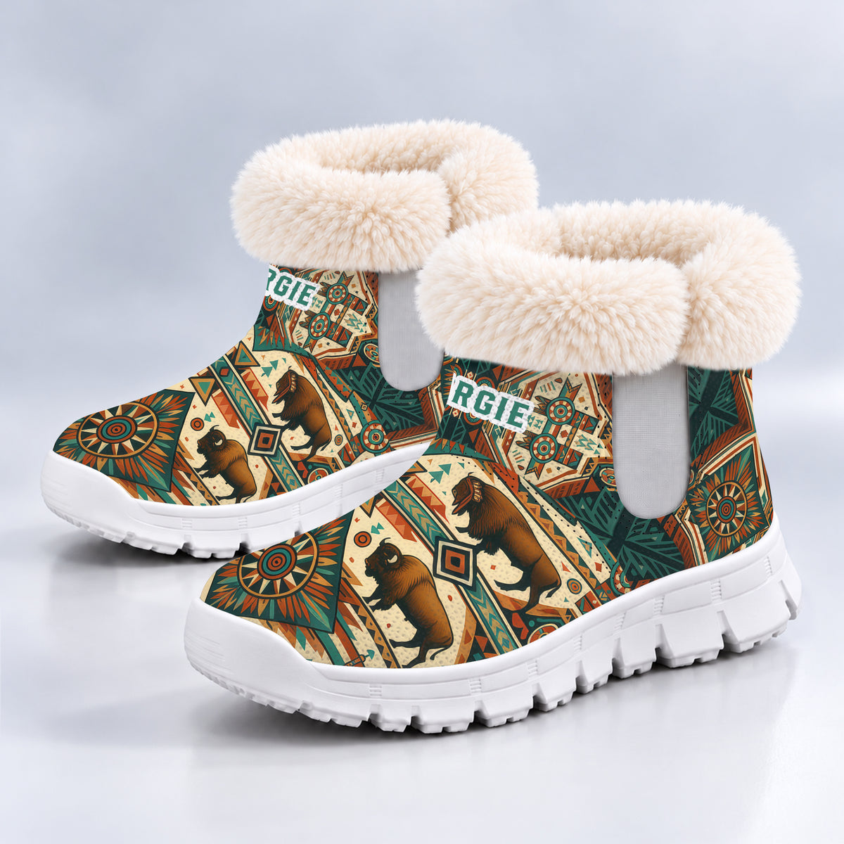 Personalized Snow Boots - Native Buffalo Patter Unique Family Gift for Loved Ones