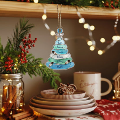 Personalized Family Tree Acrylic Ornament, Custom Names Christmas Keepsake Gift