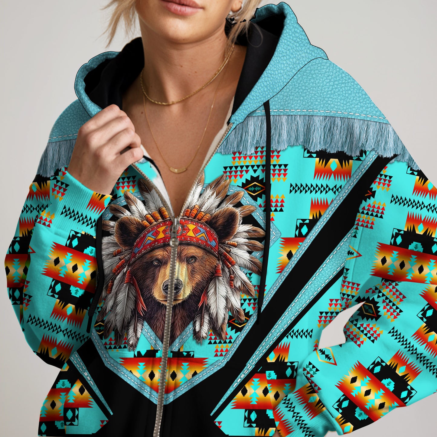 Native American Spirit Bear Hoodie – Bold 3D Tribal Streetwear