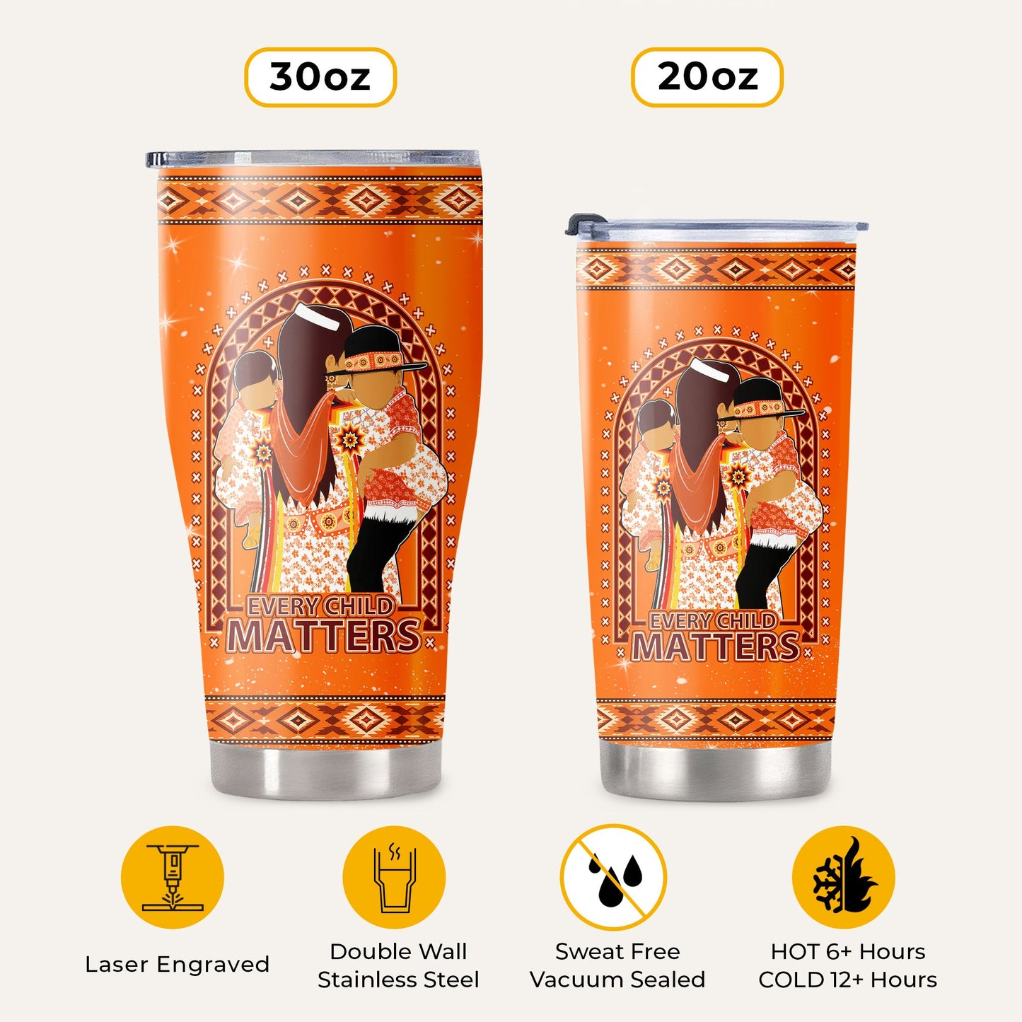 Every Child Matters Mother & Child - Native American Tumbler Stainless Steel Drinking Cup