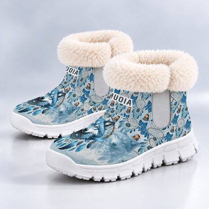 Personalized Snow Boots - Wolf Dreamcatcher Tribal Spirit & Personalized Native Gift