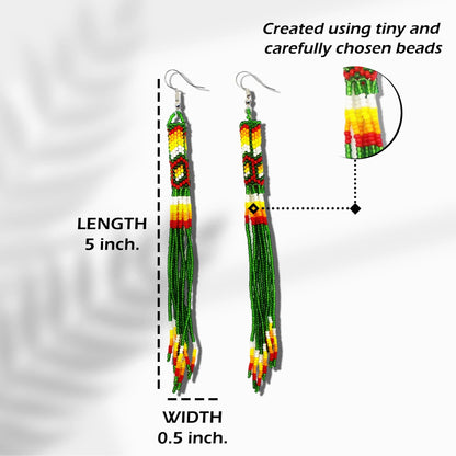 Multi-Color Long Beaded Handmade Earrings For Women
