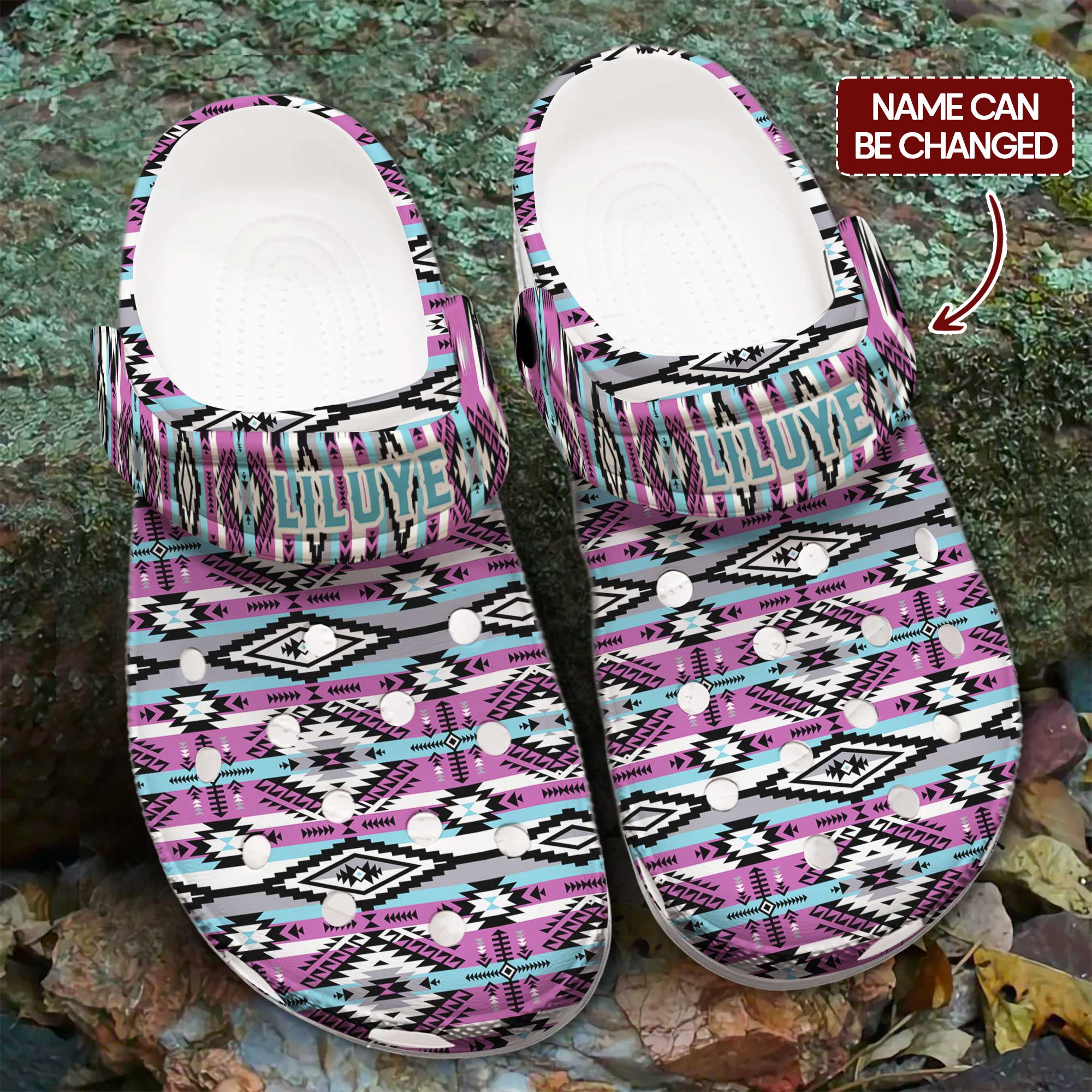 Custom Name Boho Pink Aztec Clogs – Native-Inspired Footwear, Great Fa ...