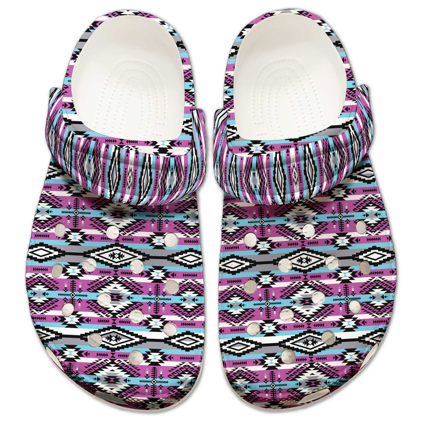 Boho Pink Aztec Clogs – Native-Inspired Footwear, Great Family Gift