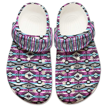Boho Pink Aztec Clogs – Native-Inspired Footwear, Great Family Gift