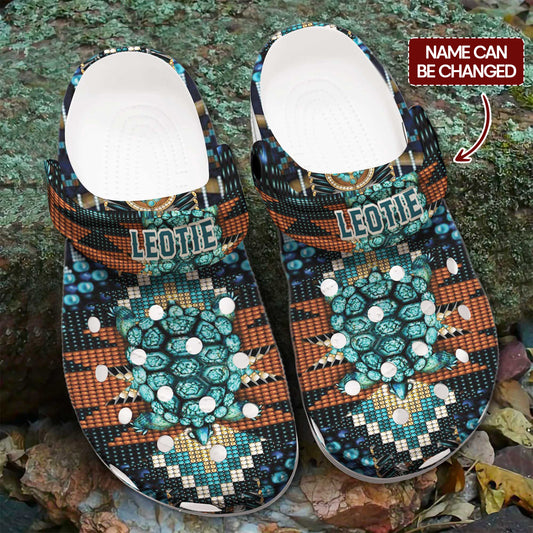 Custom Name Boho Tribal Sea Turtle Clogs – Meaningful Gift for the Whole Family