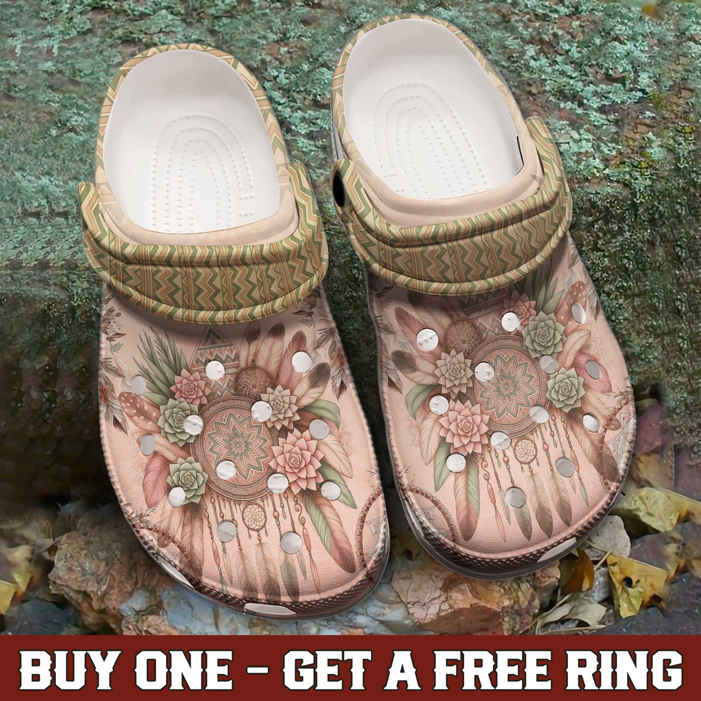 Dreamcatcher Floral Clogs – Soft Pastel Native Pattern Shoes Gift
