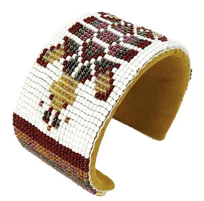 Native Style Beaded Cuff Bracelet, Handmade Czech Glass Bead Jewelry