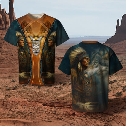 3D T-Shirt " Native Spirit – Wolf & Chief All Over Print"