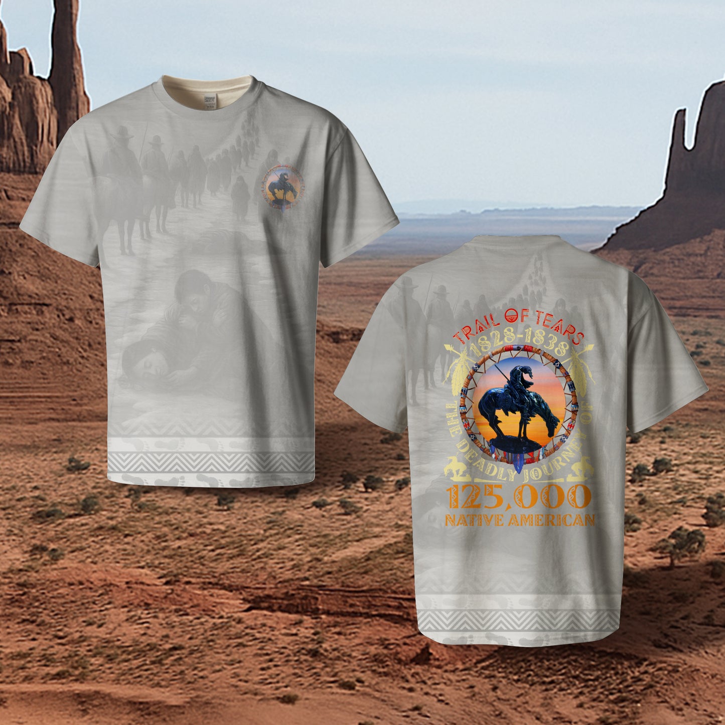 3D T-Shirt "Trail Of Tears 1828 - 1838 125000 Native American Shirt Man Ride Horse