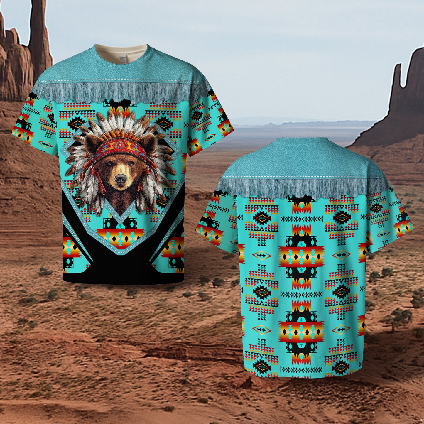 3D T-Shirt" Native American Spirit Bear– Bold 3D Tribal Streetwear"