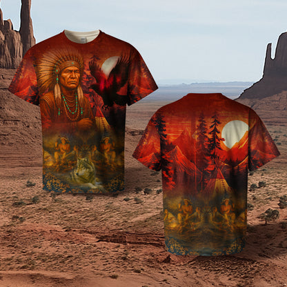 3D T-Shirt " Echoes of the Ancestors – The Chief Spirit , Honoring Native Roots"