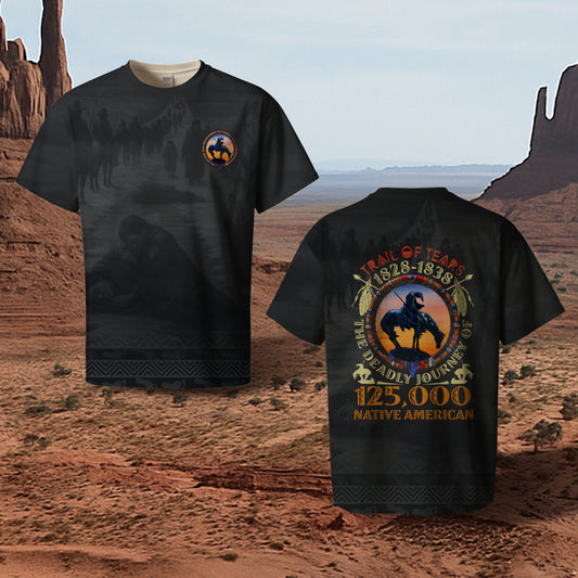 3D T-Shirt "Trail Of Tears 1828 - 1838 125000 Native American Shirt Man Ride Horse