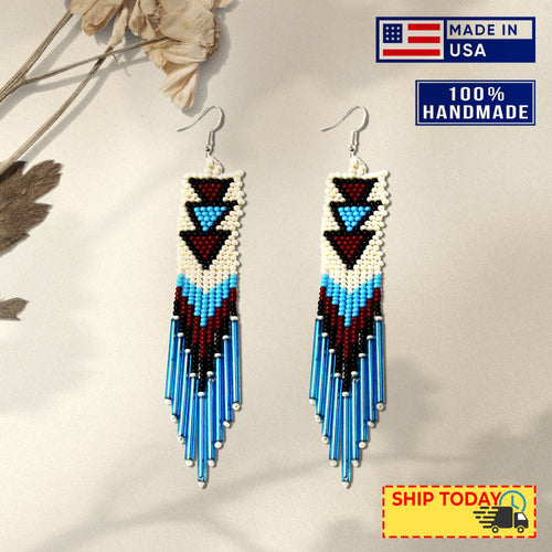 Long Beaded Handmade Hook Earrings For Women