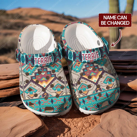 Custom Name Southwestern Pattern Clogs – Personalized Native Spirit Gift for Loved