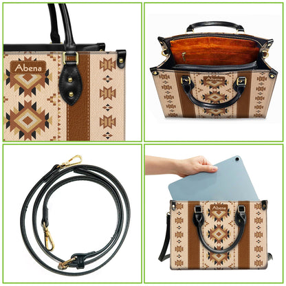 Personalized Leather Handbag for Women - Design Patterns Boho Aztec Style LB01