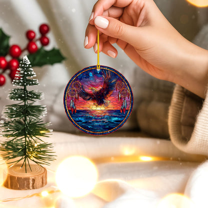 Flying Eagle Sunset Ocean Scene with Dreamcatchers Christmas Gift Decor Flat Acrylic