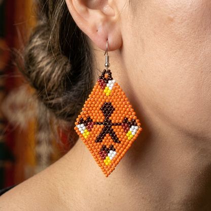 Orange Hope - Every Child Matters Beaded Fringe Earrings, Handmade Orange Seed Bead