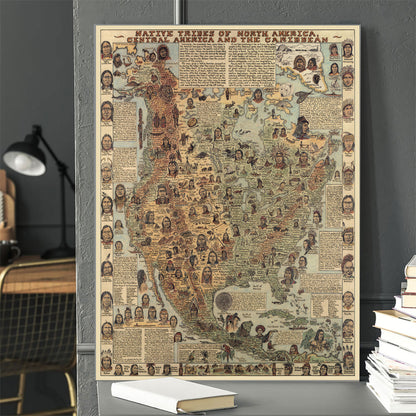 Native Tribes of North American central America and the Caribbean Maps Poster