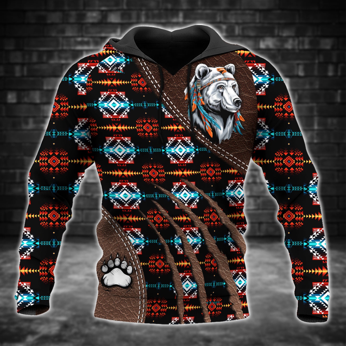 Pattern Bear All Over Print Graphic Native American Style 01