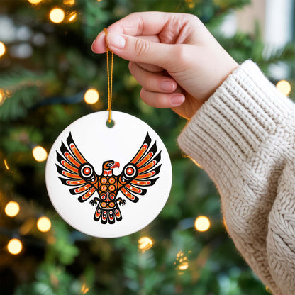 Pacific Eagle Ceramic Ornament - Indigenous Tribal Art for Holiday Decor