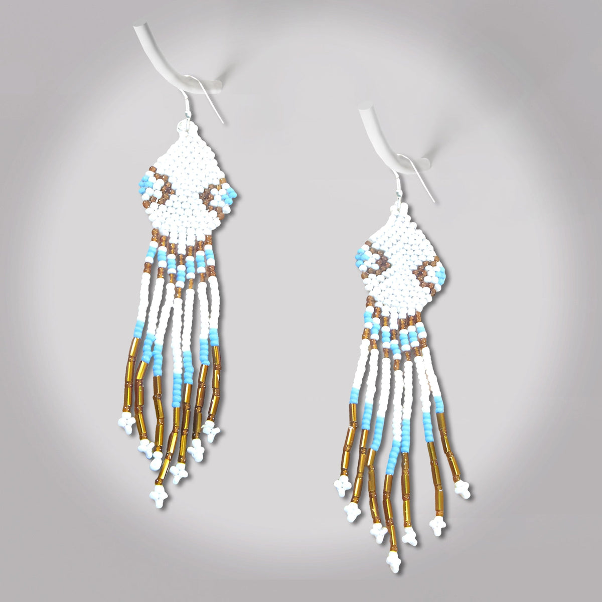 White Seed Beaded Handmade Earrings For Women