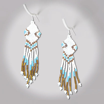White Seed Beaded Handmade Earrings For Women
