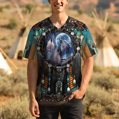 3D T-Shirt  "Native American Wolf Moon – Tribal Dreamcatcher Spirit"