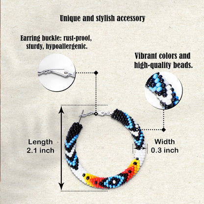 Handmade Black Dusk Pattern Beaded Earrings for Women