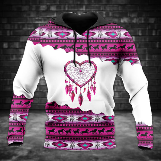 Dreamcatcher Hoodie – Tribal Horse, Feather & Boho Pattern