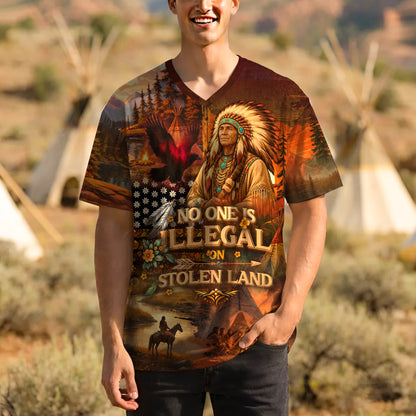 3D T-Shirt " No One Is Illegal on Stolen Land – Native American 3D Graphic T-Shirt