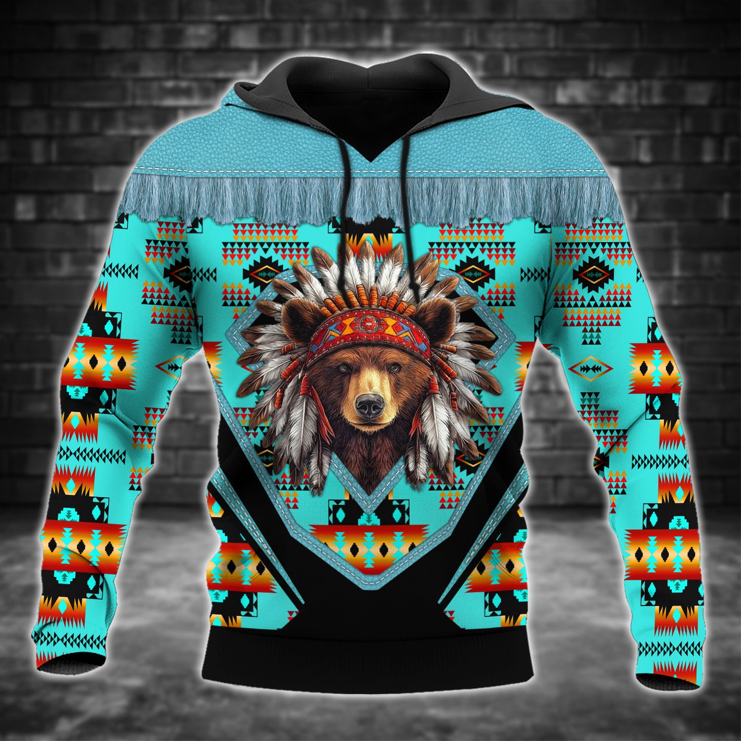 Native American Spirit Bear Hoodie – Bold 3D Tribal Streetwear