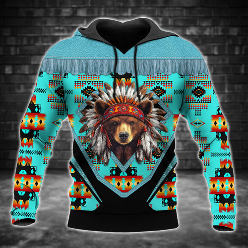 Native American Spirit Bear Hoodie – Bold 3D Tribal Streetwear