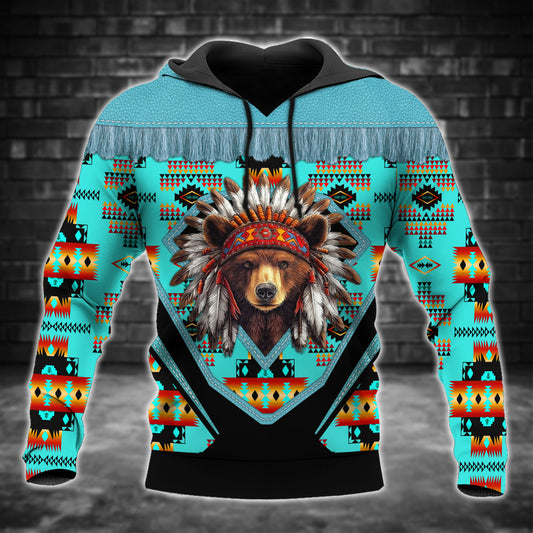 Native American Spirit Bear Hoodie – Bold 3D Tribal Streetwear