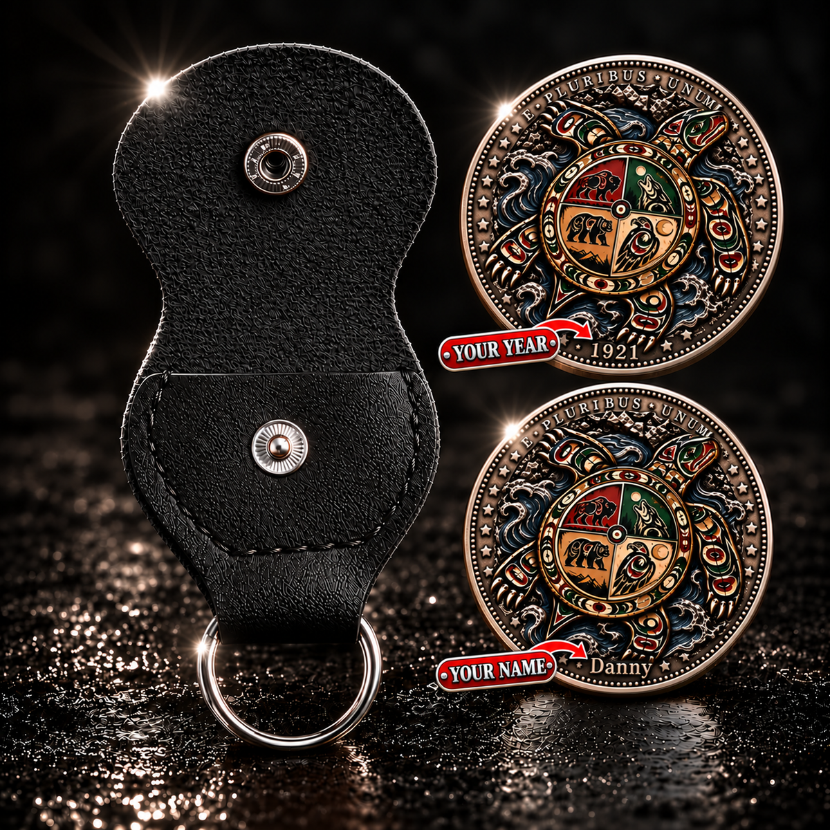 Turtle Island Medicine Wheel Coin - Personalized 3D Printing Pocket Hug